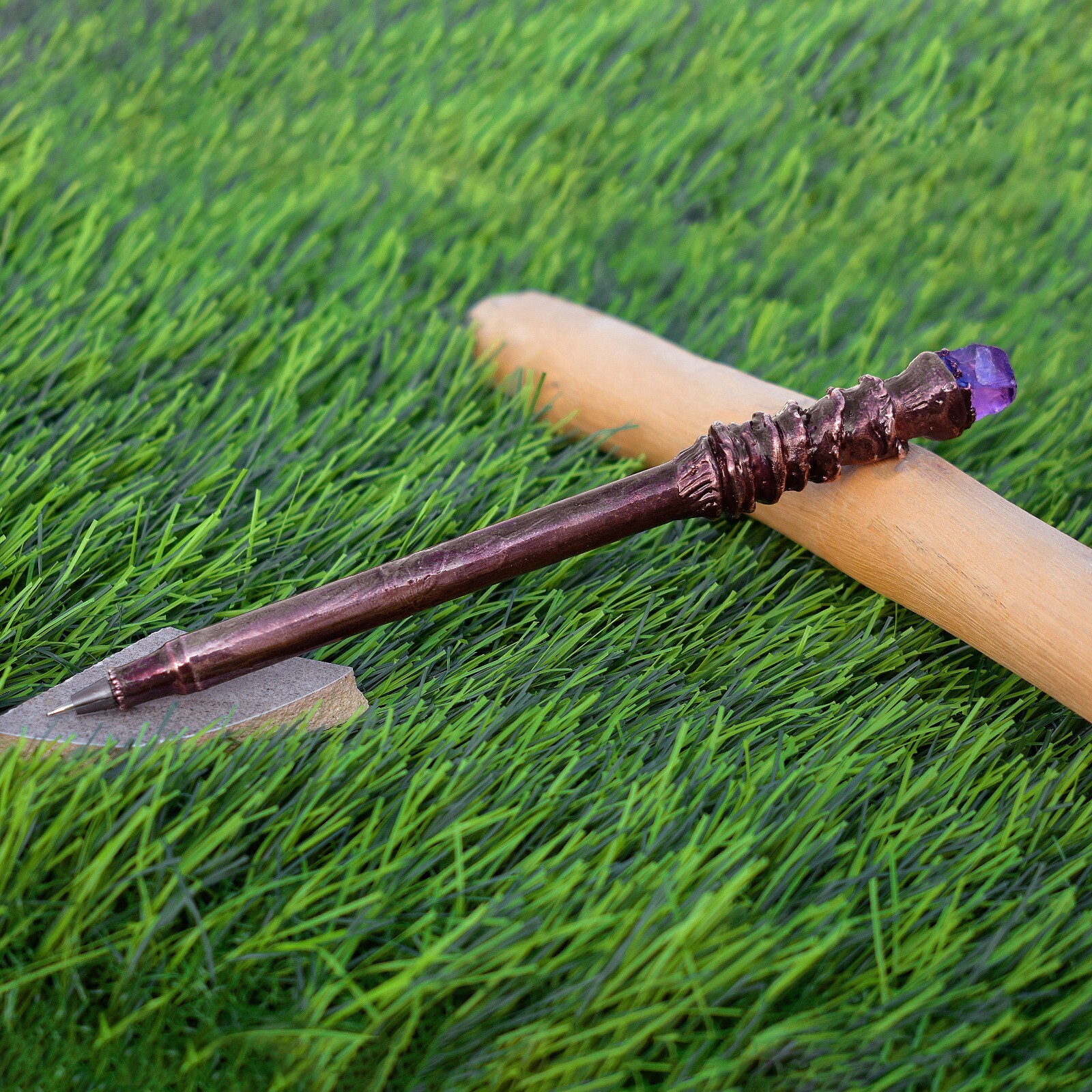 Real Raw Amethyst Gemstone Beautiful Craftsmanship Perfect Writing Ballpoint Pen