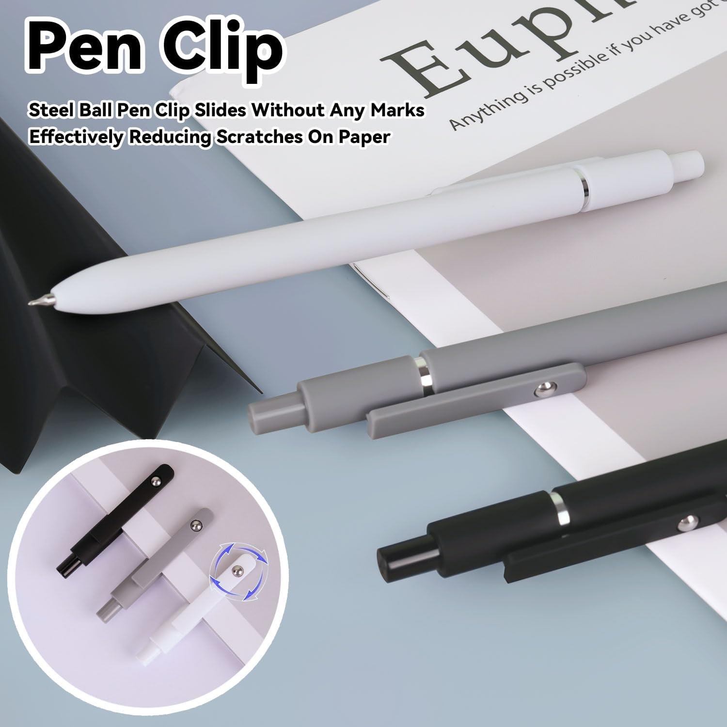 Gel Pens,6Pcs Fine Point Smooth Writing Pens 0.5mm Black Gel Ink, High-End