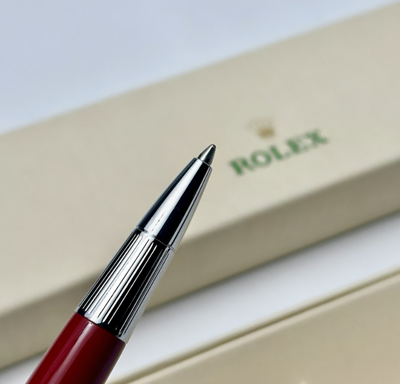 Rolex Red Oyster Ballpoint Pen Silver Trim Luxury Writing Instrument Gift NIB