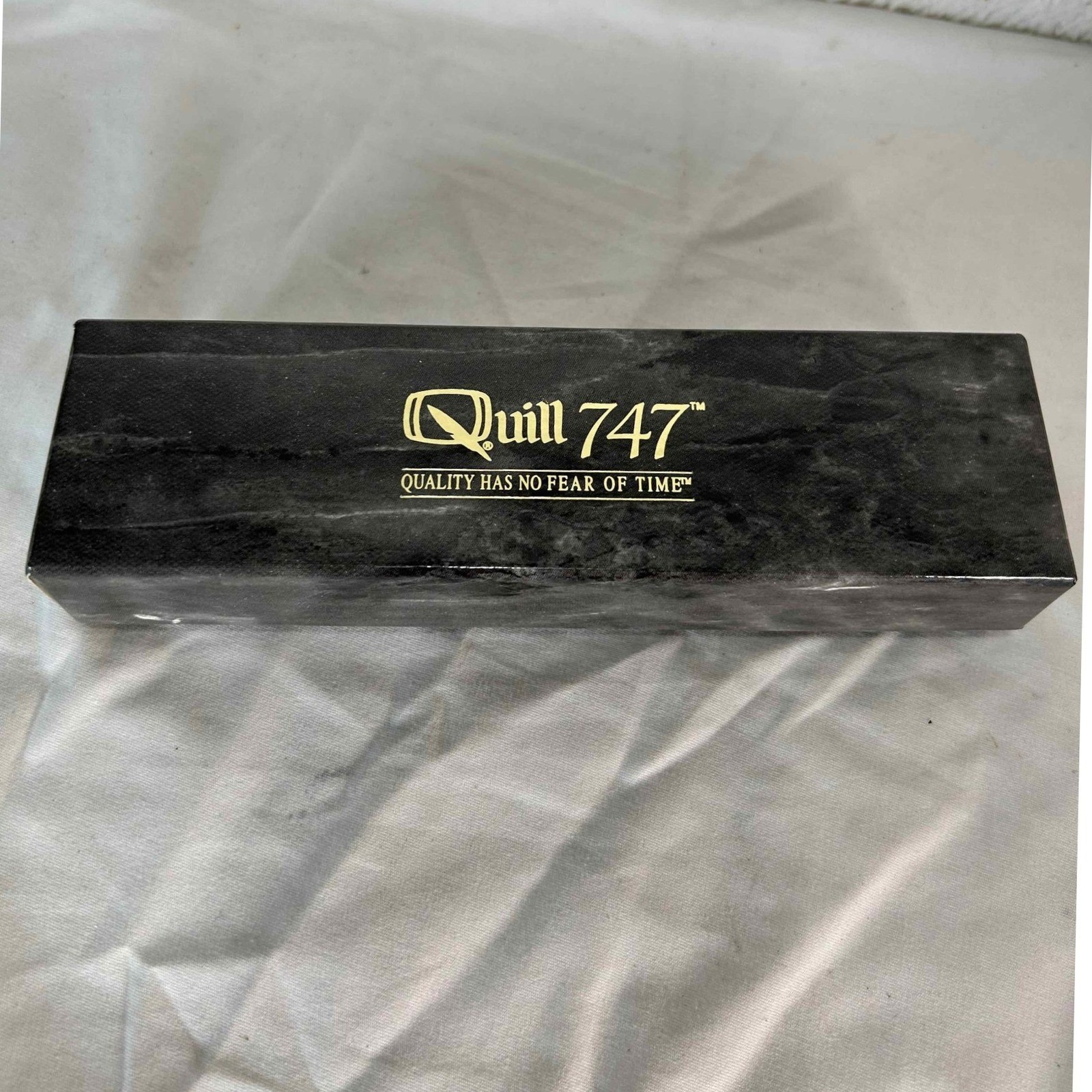 Quill 747 Ballpoint Pen Silver Gold Tone Two Tone Logo Finial USA Made with Box