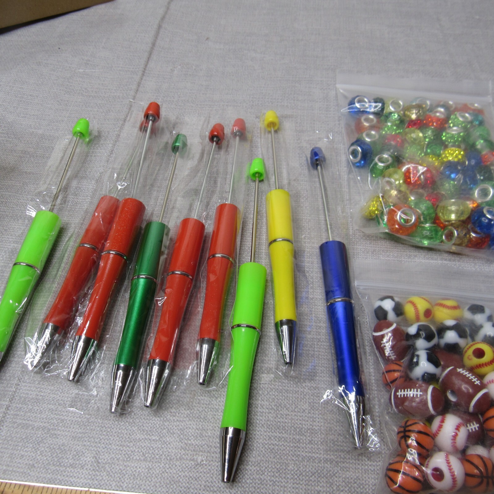 DIY Sports Beadable Gems Pens Ball Pen 20 Pieces Black ink School Camp Craft New