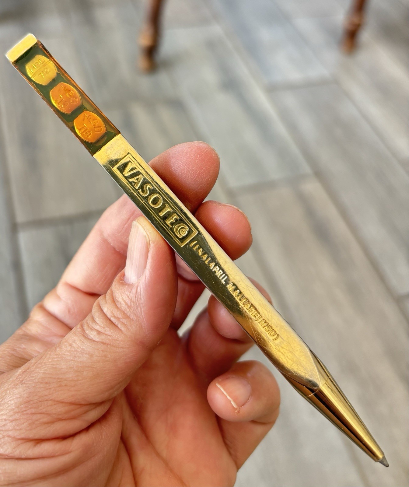 VASOTEC Gold Tone Metal Ballpoint Pen Black Ink Promo 20mg 10mg 5mg Markings