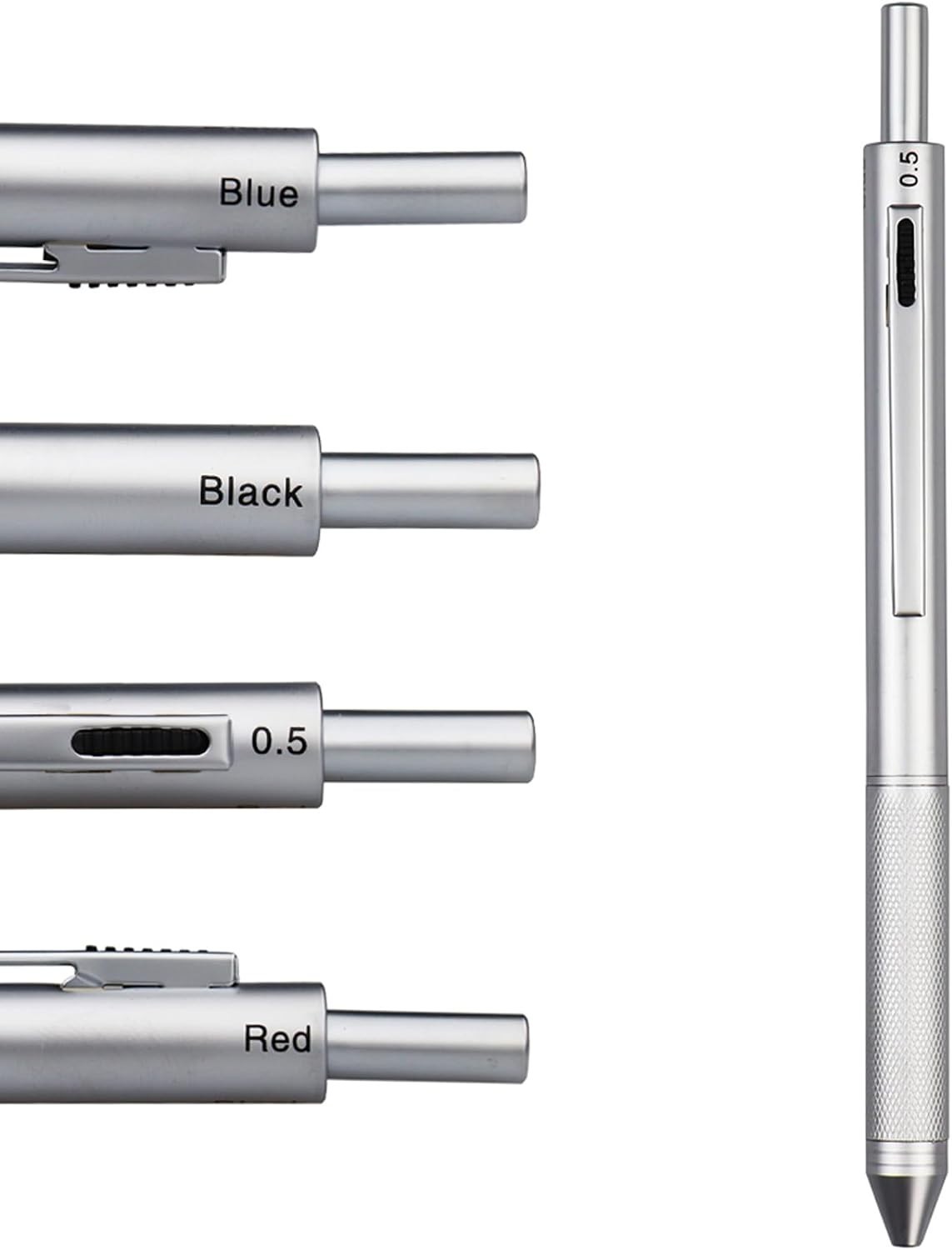 4 in 1 Multicolor Pen, Metal Cased Multifunction Ballpoint Pen, 0.5mm Mechani…