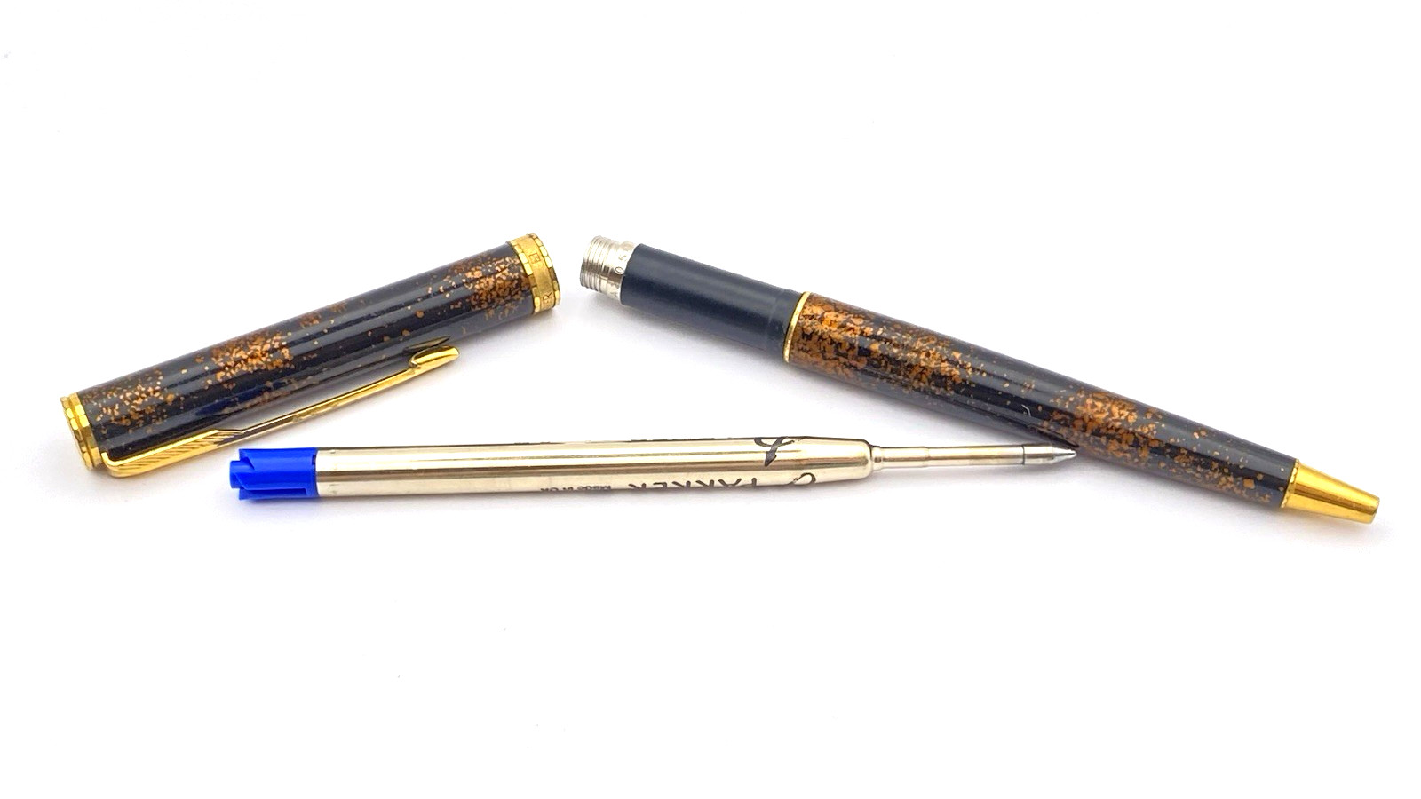 VINTAGE PARKER PREMIER BALLPOINT PEN IN CHINESE LAQUE GOLD TRIM MADE IN FRANCE