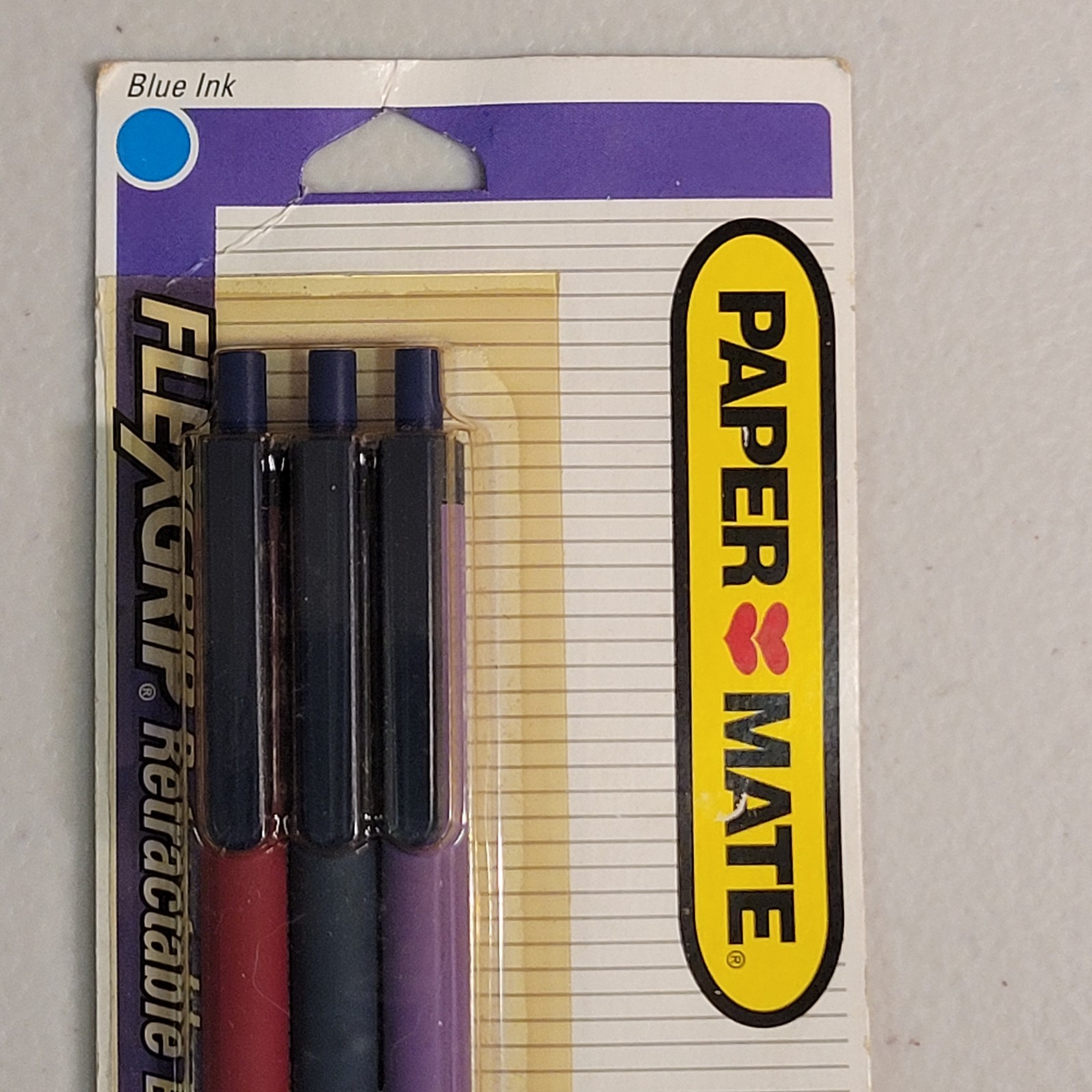 Vtg 1993 Paper Mate Flexgrip Retractable Refillable Ball Pen Blue Ink 3 Pack NEW