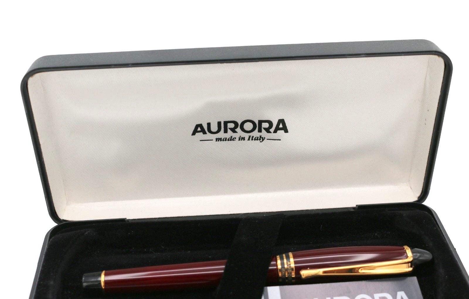 Aurora Optima Burgundy Ballpoint Pen Made In Italy w/ Box & Paper *Black Ink*