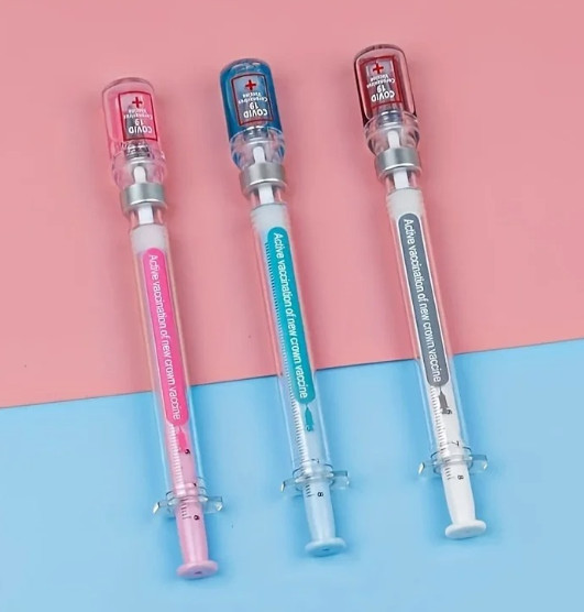 2Pcs Syringe Gel Pens Novelty Fun Ballpoint Nurse Doctor Student Gift
