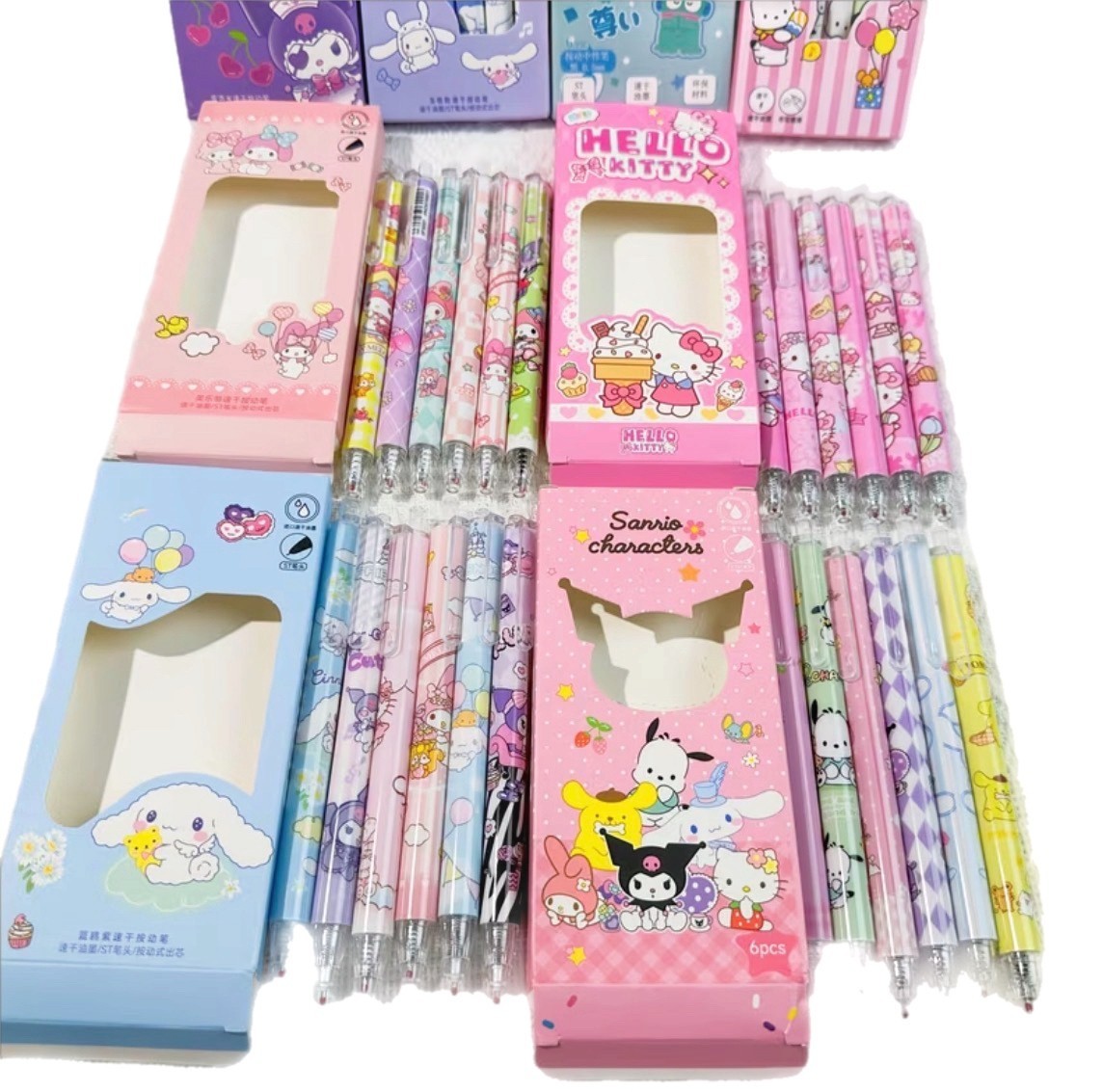 2 Random Selected Design Gel Packs, Cute Cartoon Characters, 6 Gel Pens Per Pack