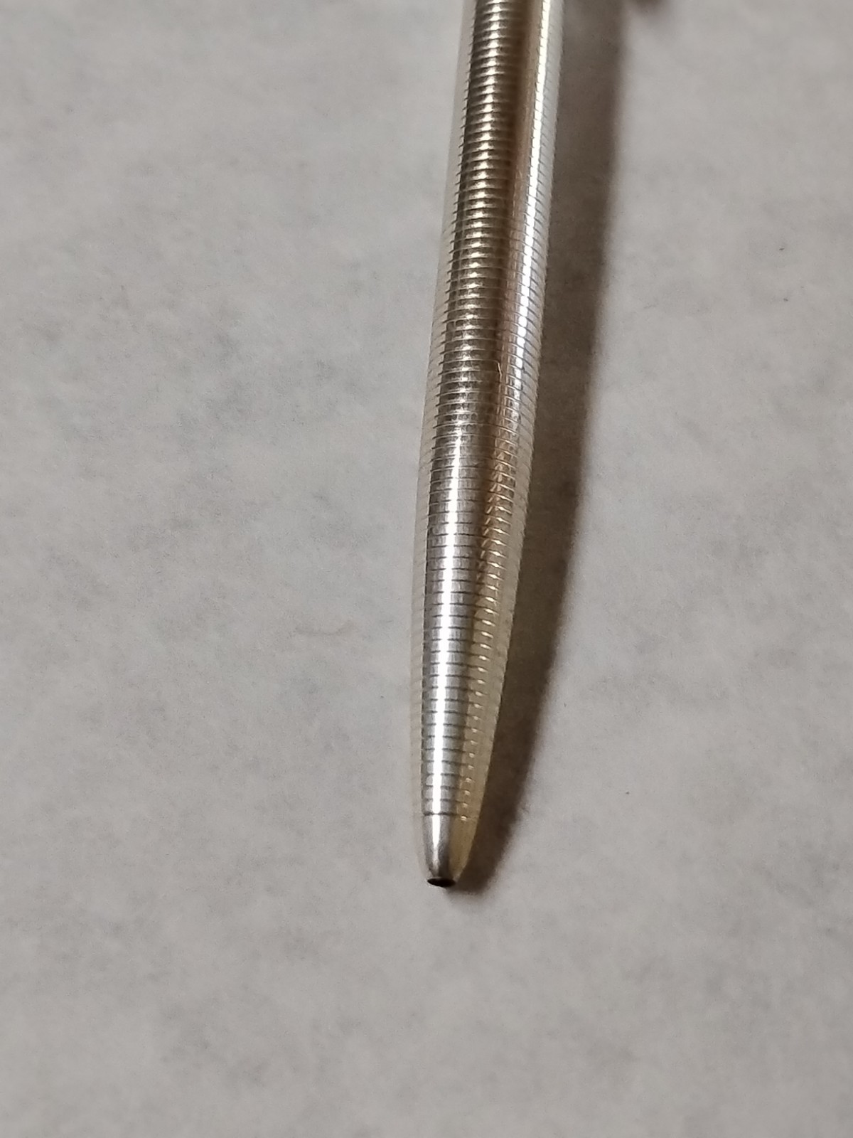 VTG Slim Ribbed Sterling Silver Ballpoint Pen NOS Tested-Works In Original Case