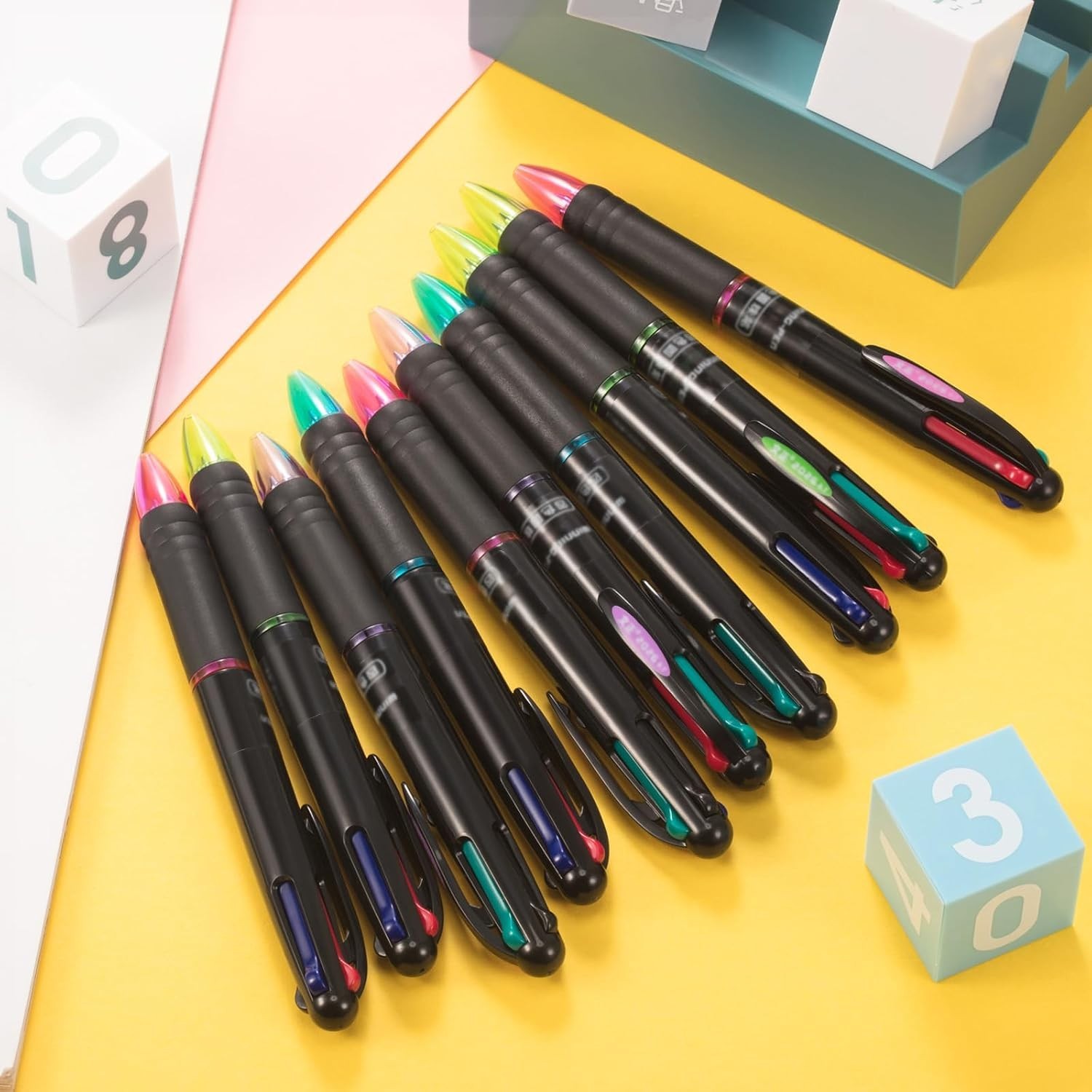 Pro 4-in-1 Ballpoint Pens: 192 Bulk Pack, 0.7mm Multicolor Gel Ink, Office Es…