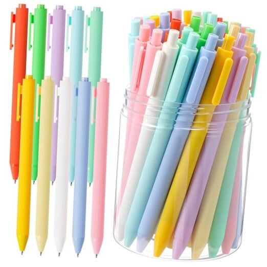 Pcs Gel Ink Pens Bulk, Black Ink 0.5mm Fine Point Retractable Pen 100 Macaron