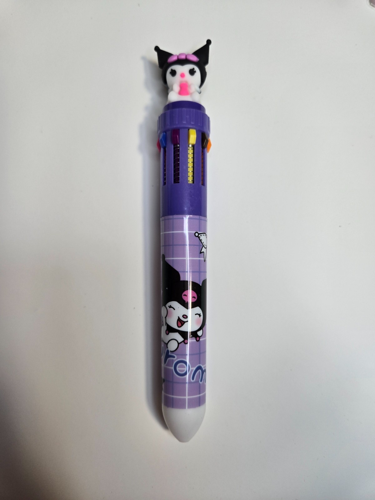 Kuromi 10 Color Multi Ink Ballpoint Pen Cute Sanrio Kawaii Purple Novelty Pen