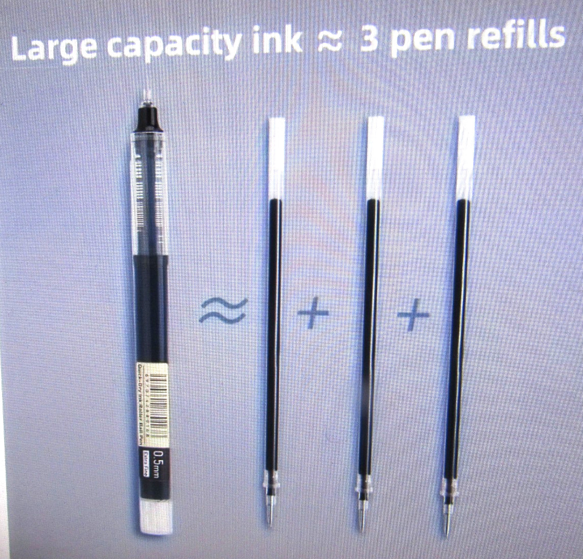 LOT OF 10 Fine Needle Point -.5mm Rollerball Pens Black smooth flowing ink-DEAL