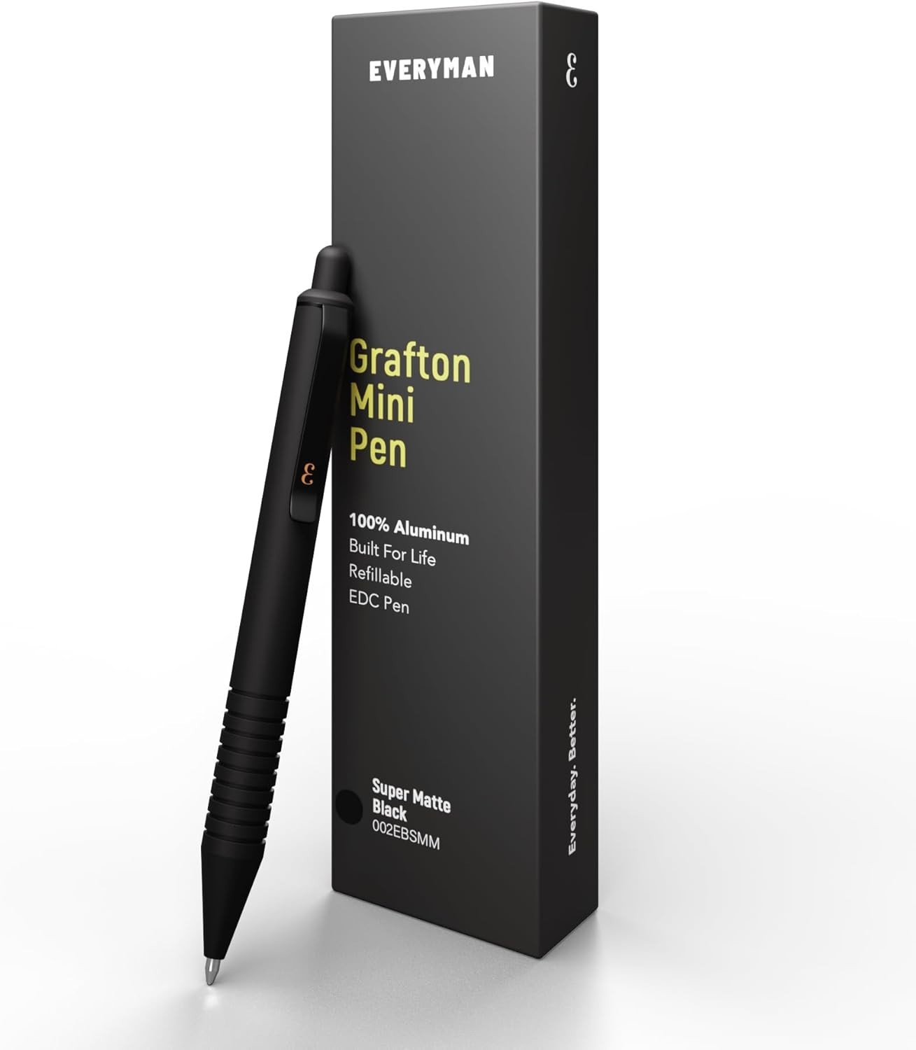 Super Matte Mini Click Pen – Black | Compact Refillable 0.7mm Ballpoint Pen w…
