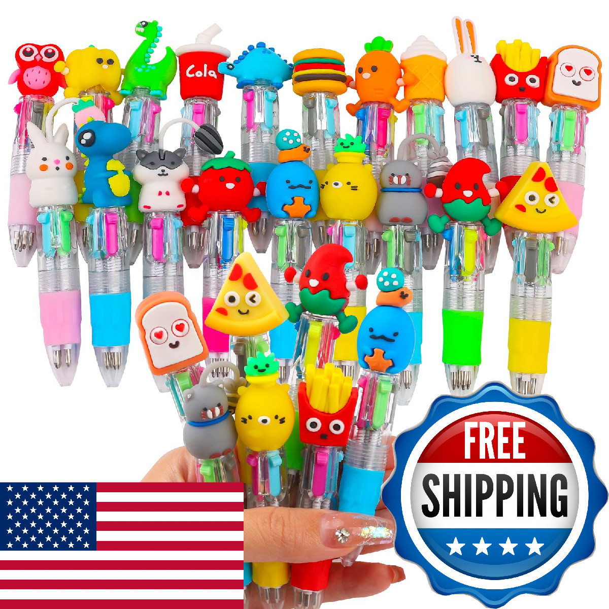 Czwz 20Pcs Mini Multicolor Pens In One 4-In-1 Cute Pens Bulk For Kids Fun
