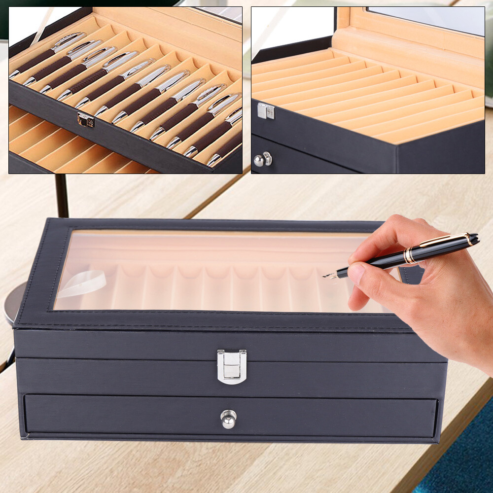 24/36 Slots Fountain Pen Display Box Pencil Storage Organizer Case Collection