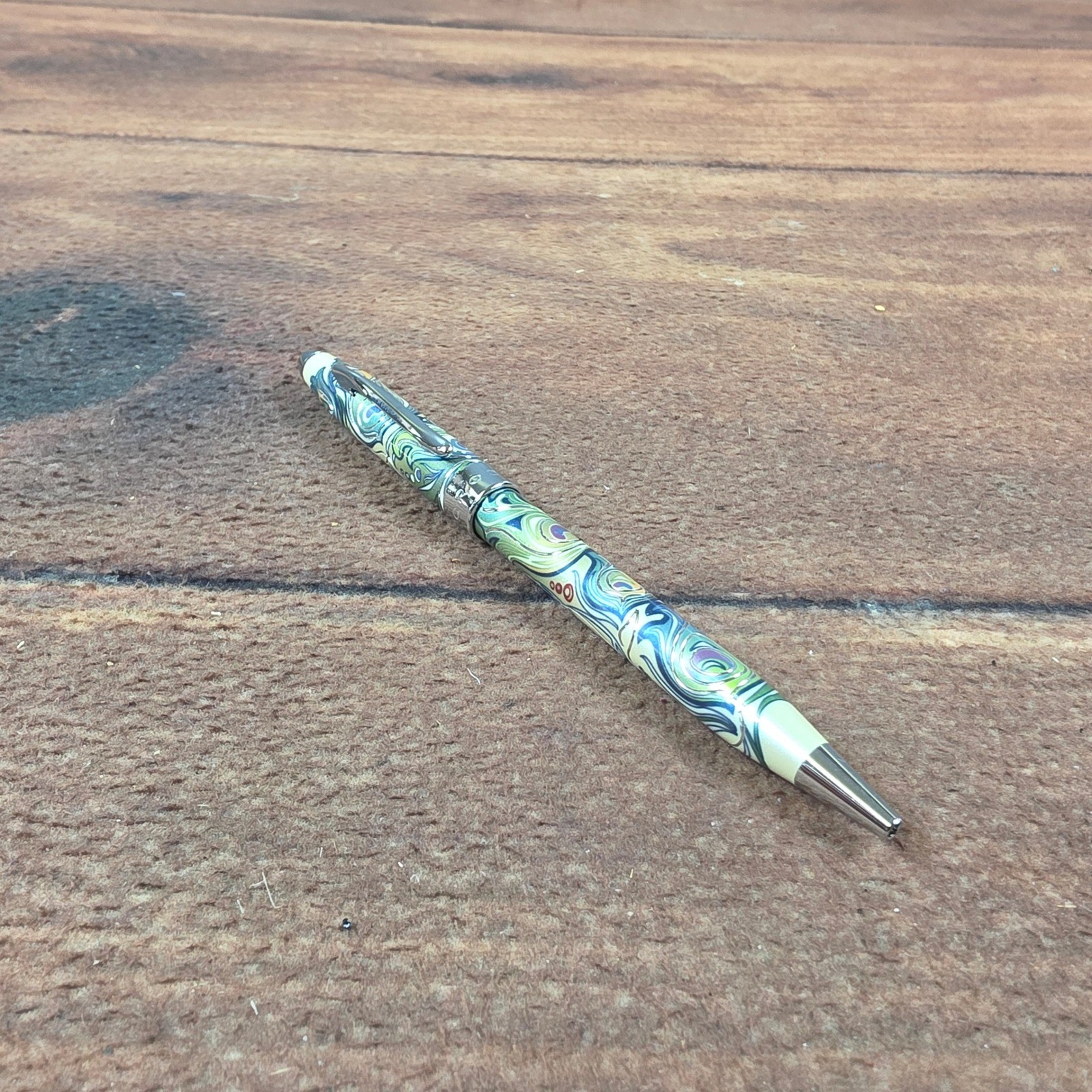 Cross Sauvage Ballpoint Pen Peacock Pattern Green Good Art Nouveau Swivel