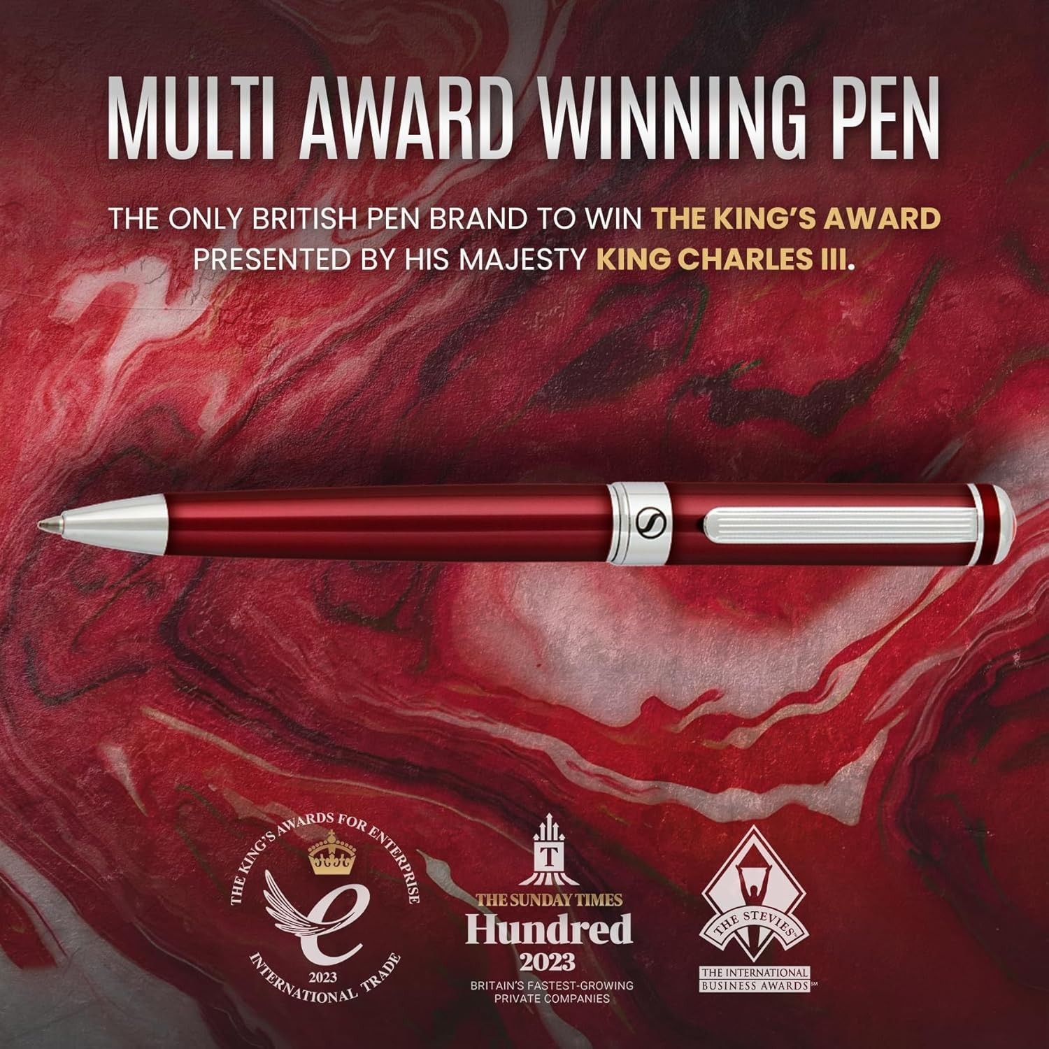 Crimson Red Lacquer Ballpoint Pen – Luxury Chrome Executive Gift, Schmidt Refill