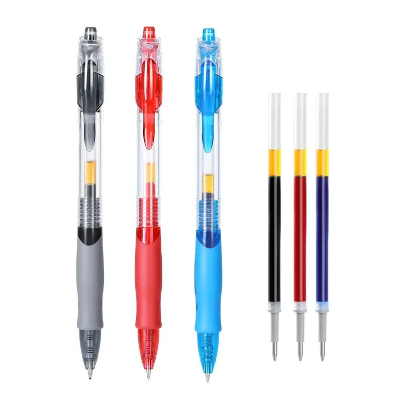 13/30pcs Retractable Gel Pens Set Black/Red/Blue Ink Ballpoint for Writing Refil