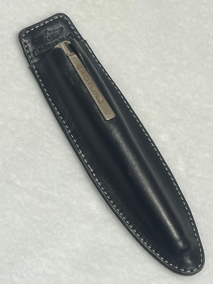Breitling Silver Stripe Rollerball Pen Leather Case