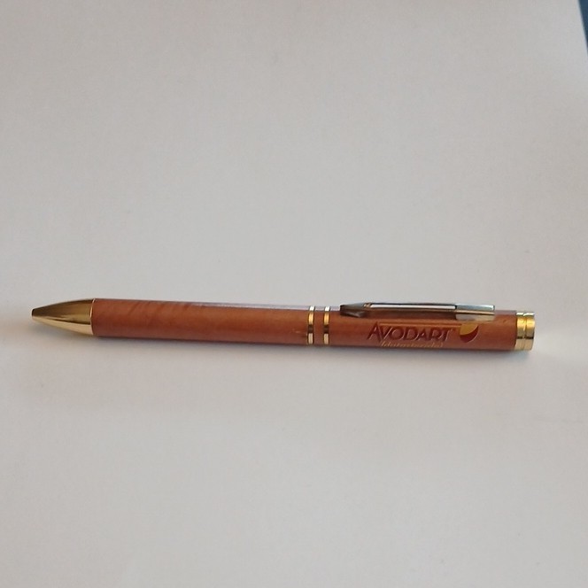Avodart Branded Ballpoint Pen Wood Brown Gold Trim