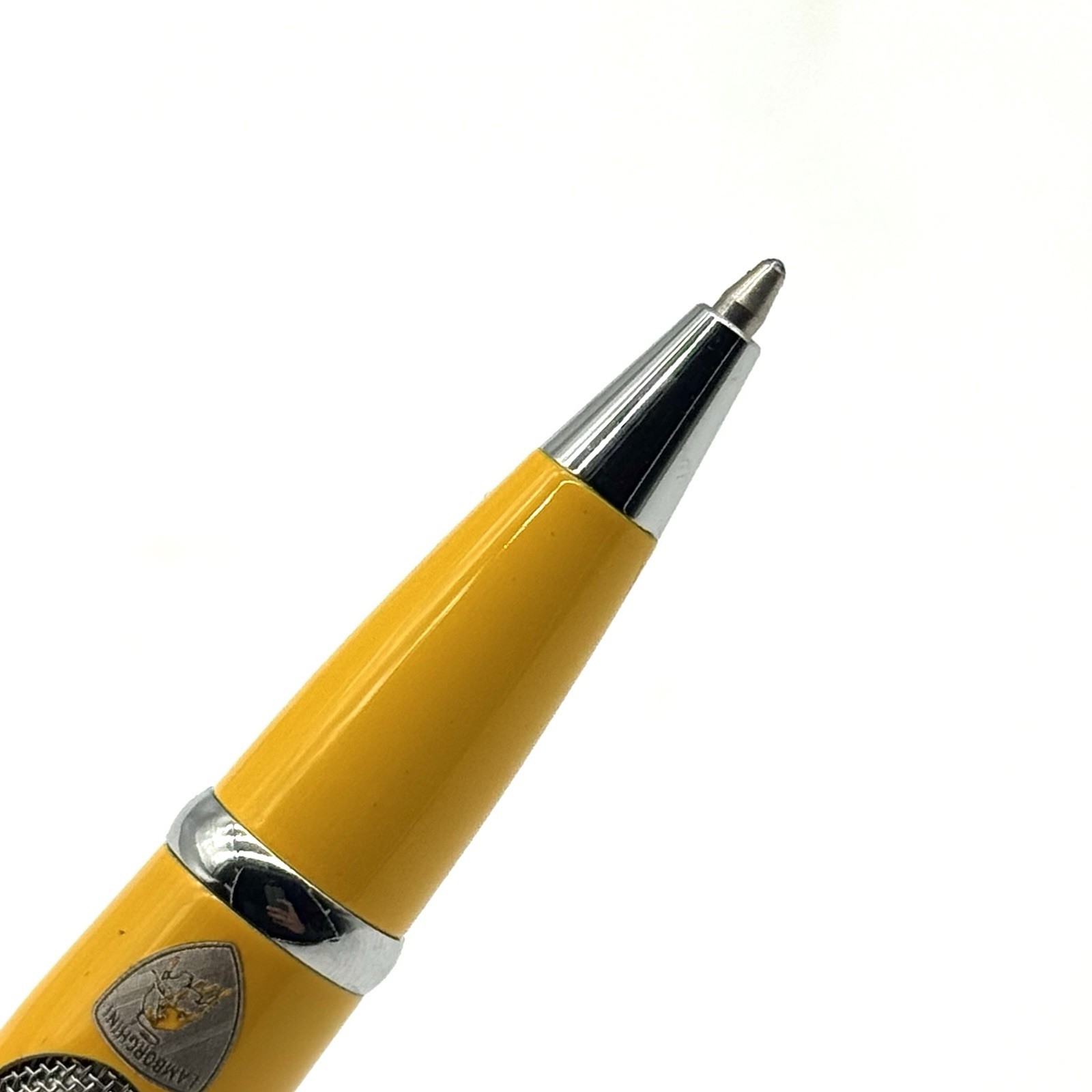 Lamborghini 2024 Yellow Ballpoint Pen Chrome Mesh Grip | Luxury Gift Box Edition
