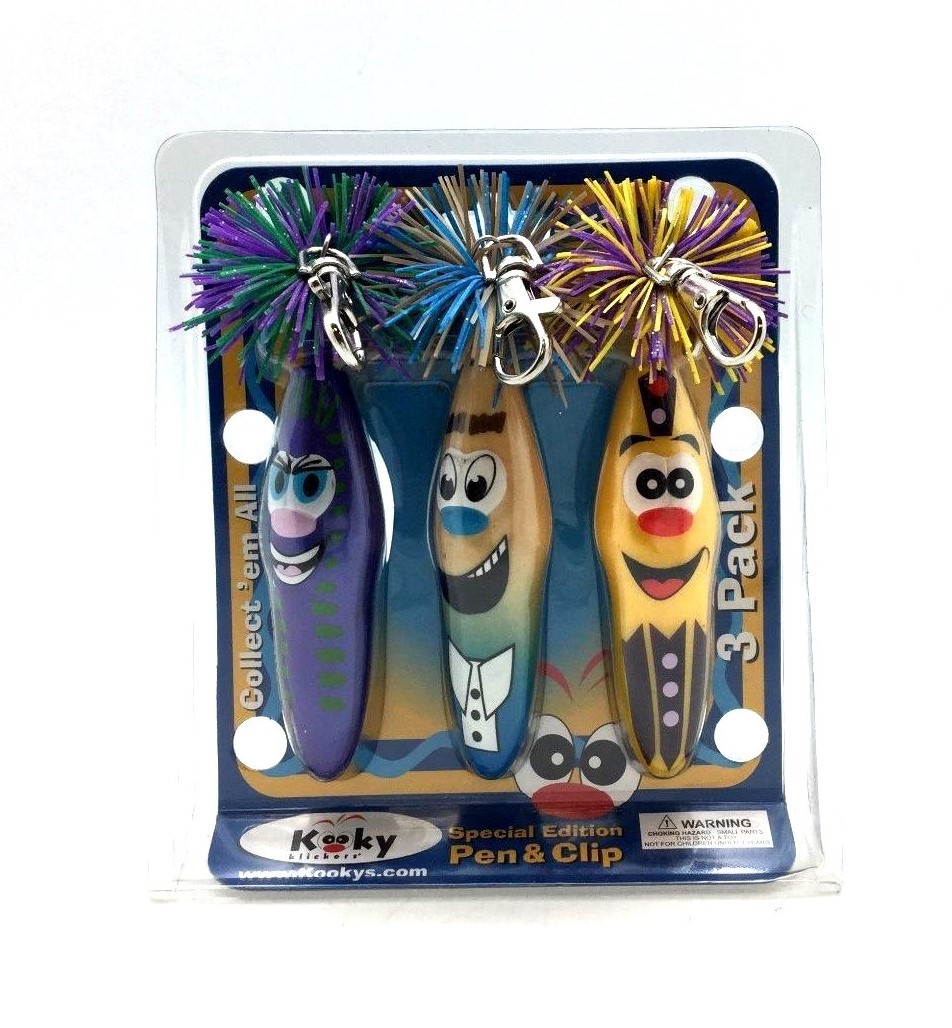 KOOKY KLICKERS 3pk KREW 8 Thor Buckminster Romulus GIFT PENS PARTY PEN Stock Pac