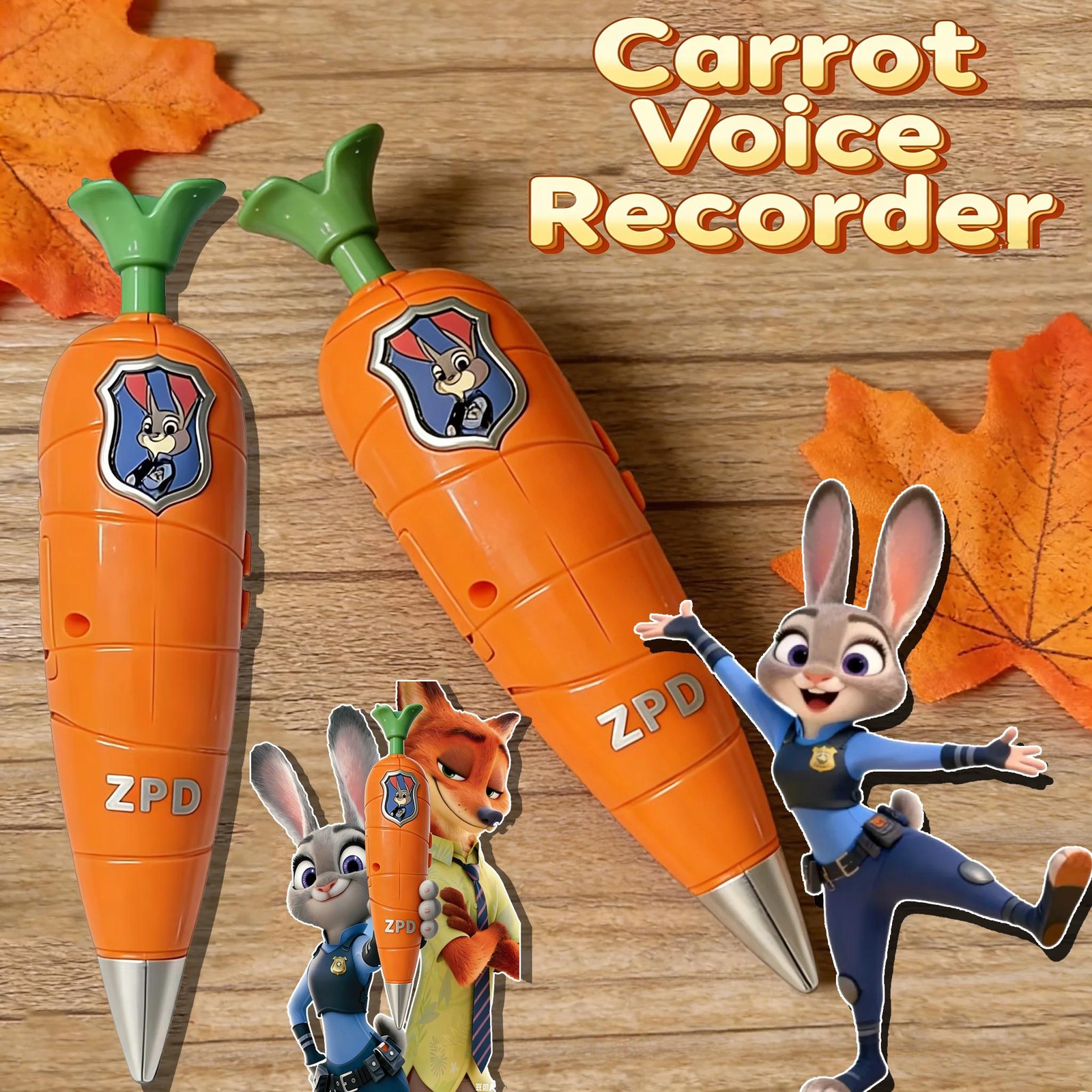 Zootopia 2 Carrot Recorder Pen | Judy & Nick Style for Kids | 60s Mini Recorder