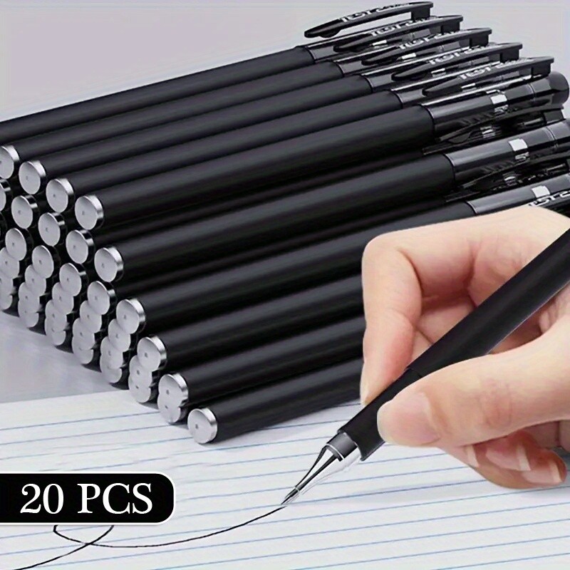 20PCS Ball Point Pens BLACK Gel Ink Pen Smooth Writing – 0.5mm Fine- Best Price⚡