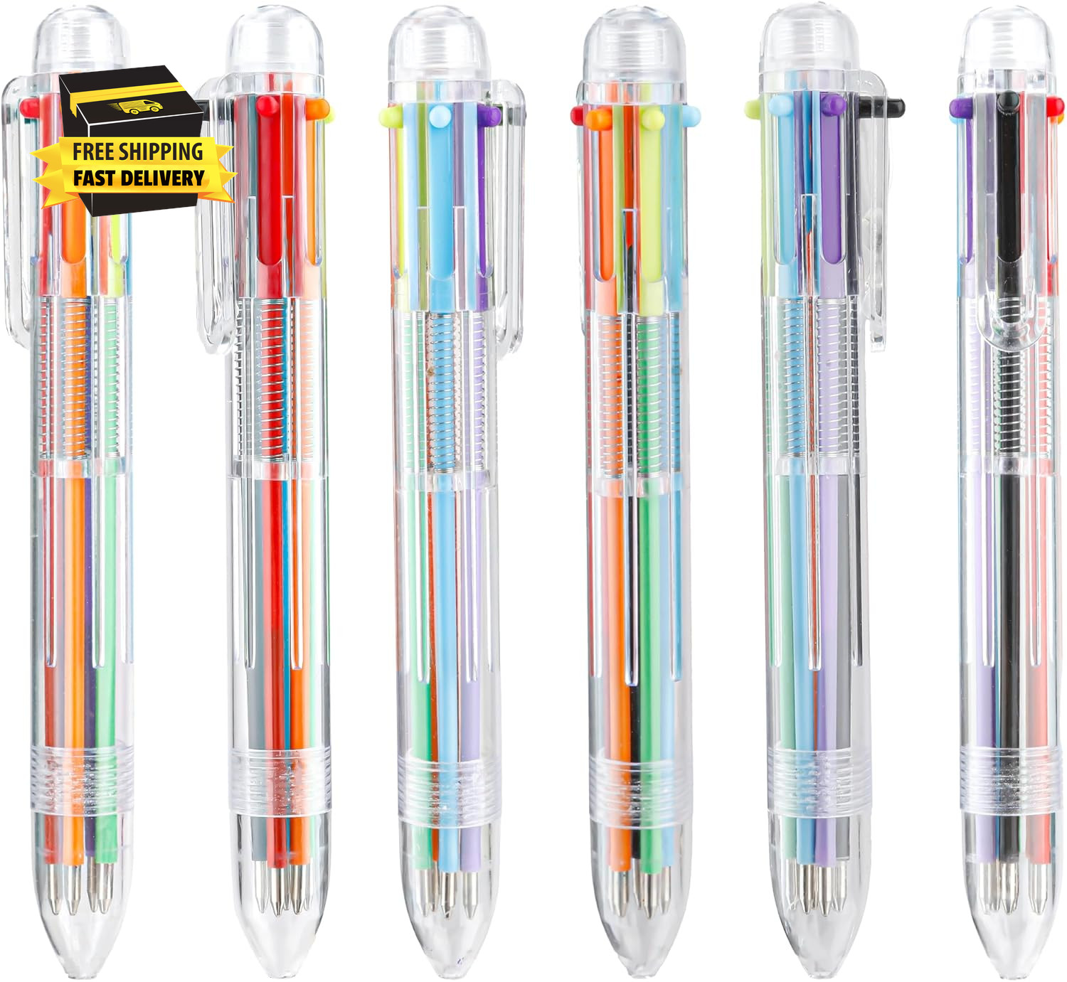 Multicolor Pen in One 0.5Mm 6-In-1 Retractable Ballpoint Pens 6 Colors Multi Col