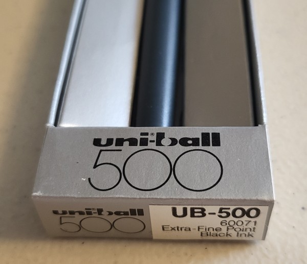 Vintage Uni-ball 500 Extra-Fine 0.2 mm Metal Black Ink Refillable Pen Unused