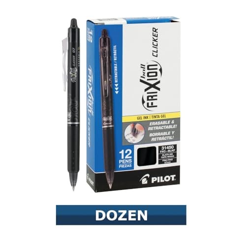 FriXion Ball Clicker Retractable Erasable Gel Pen, Fine Point, 0.7mm, Black