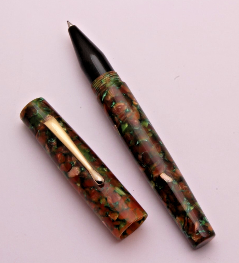Vazir Brown & Green Crushed Ice Handmade Acrylic Rollerball Pen New In Box
