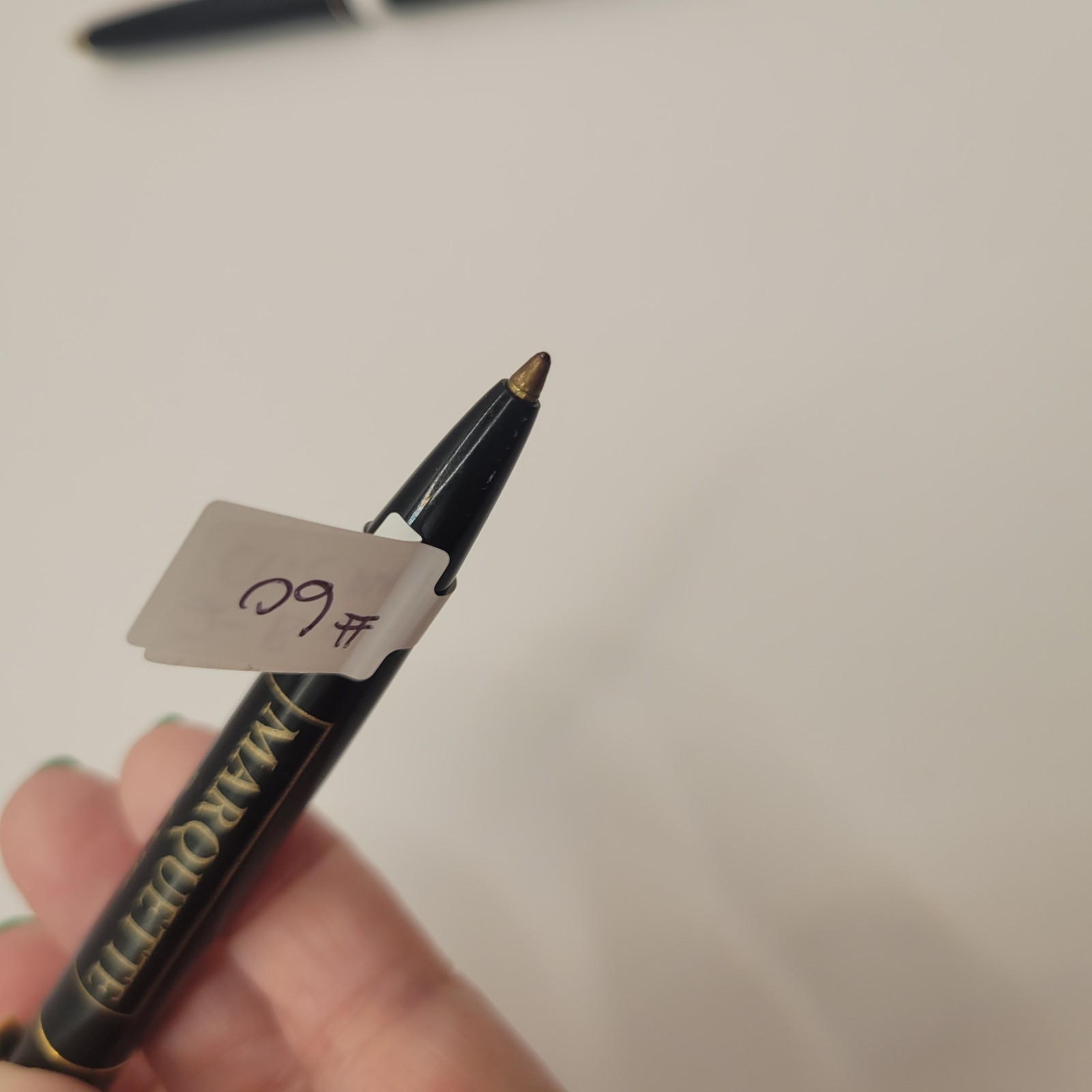 2 Vintage Bic Clic Pen Marquette Bank Advertising Black With Gold Trim Mexico