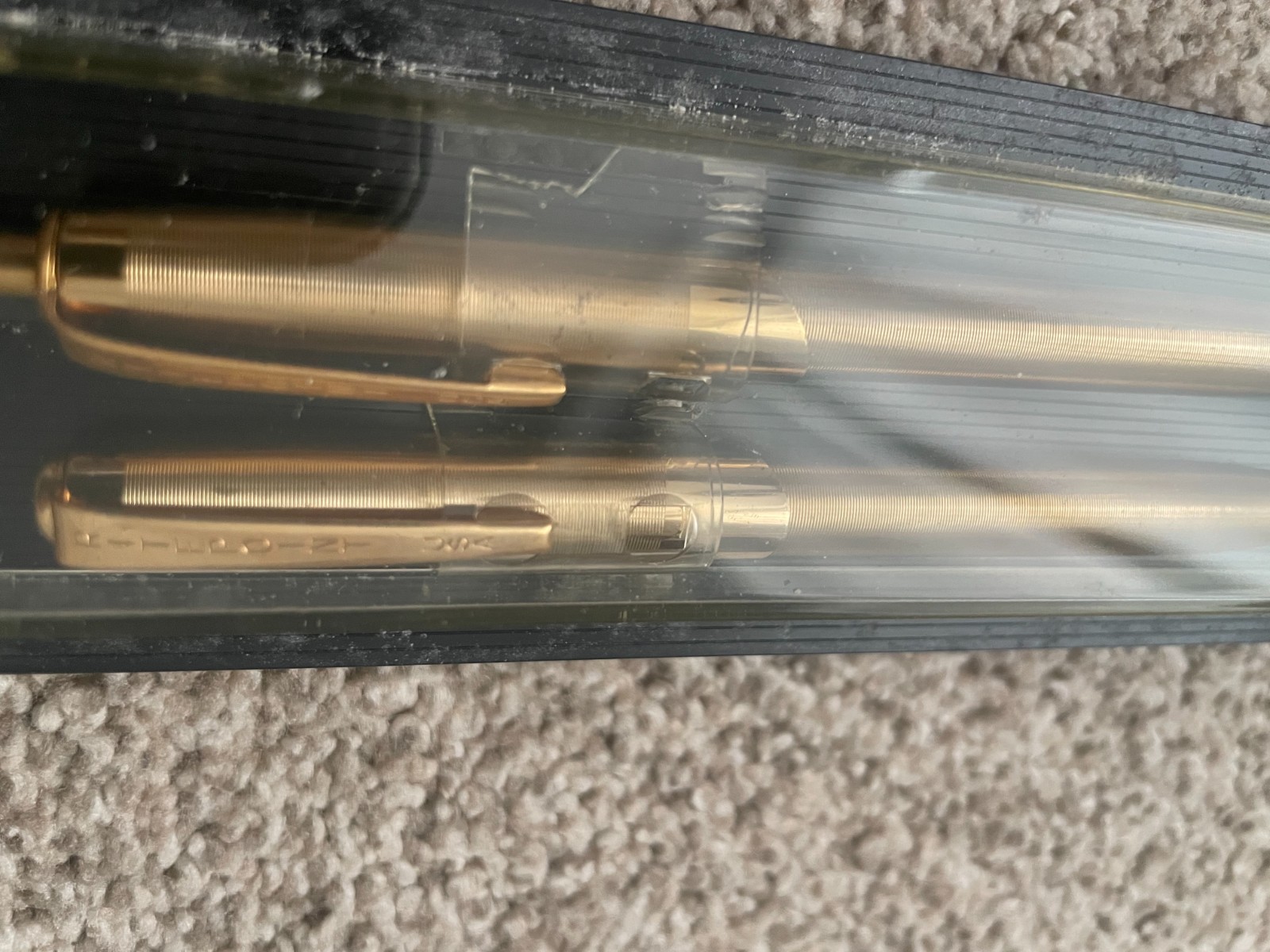 Vintage Ritepoint Gold Ballpoint Pen Pencil Set w/Plastic Case & «Showcase» Pckg