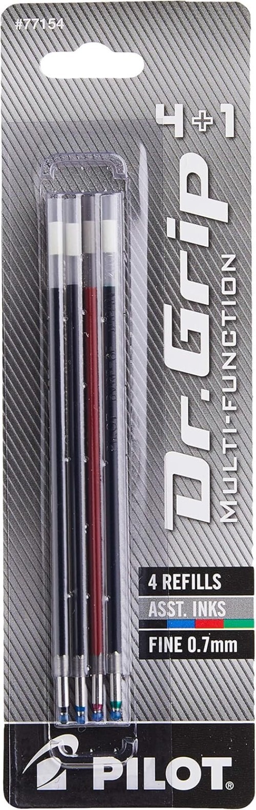 Versatile 4-Pack Dr. Grip Ink Refills – Fine Point, Black, Red, Blue, Green