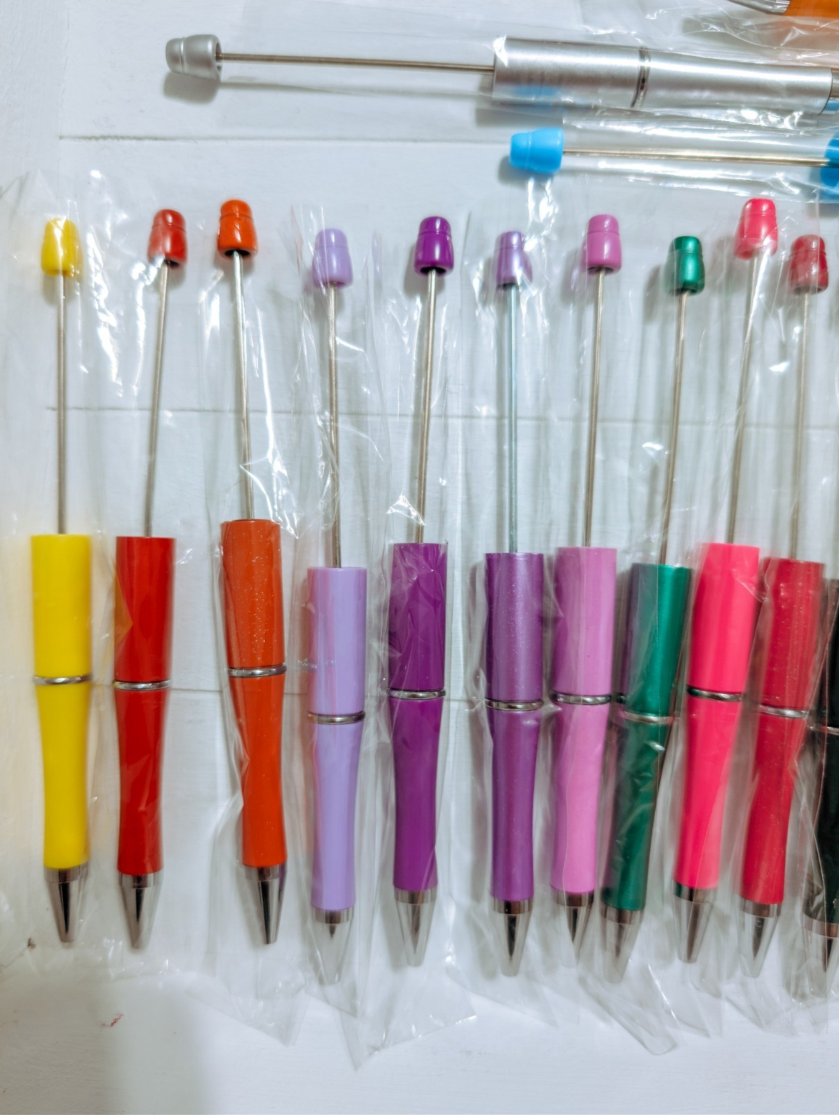 25pc DIY Beadable Pen Kit Blank Ballpoint Pens Bulk 20 Colors Craft Supplies