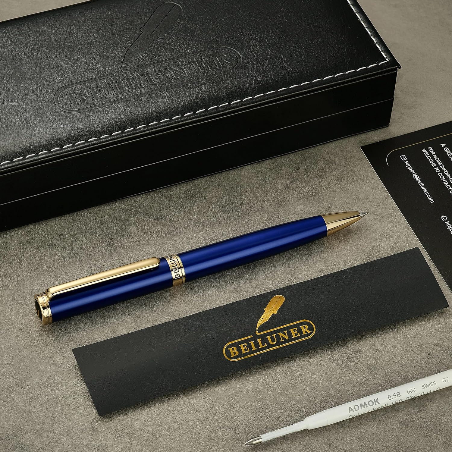 BEILUNER Blue Lacquer Gel Pen – Stunning Luxury Pen with 24K Gold Finish, ADMOK