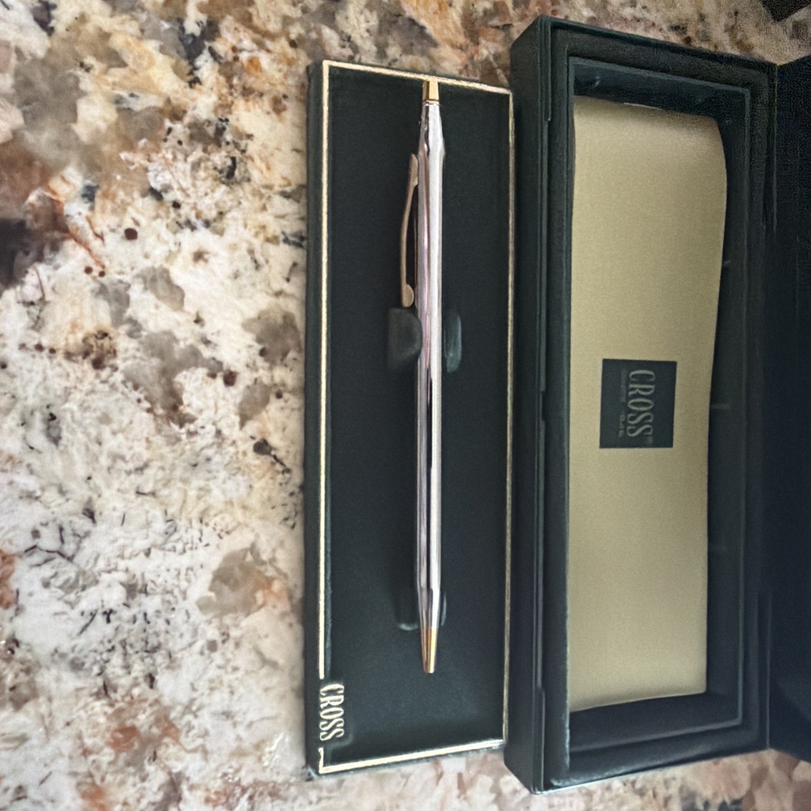 Cross Classic Century Chrome & Gold Accent Twist Ball Point Pen -Engraved