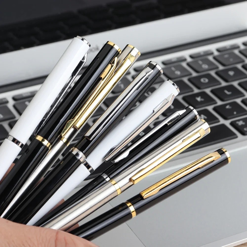 Stainless Steel Ballpoint Pen Ball Point Writing Pen Student Stationery Retro