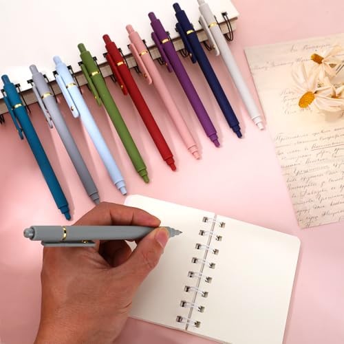 10pcs Colored Gel Pens, 0.5mm Fine Point Retractable Colorful Pens for