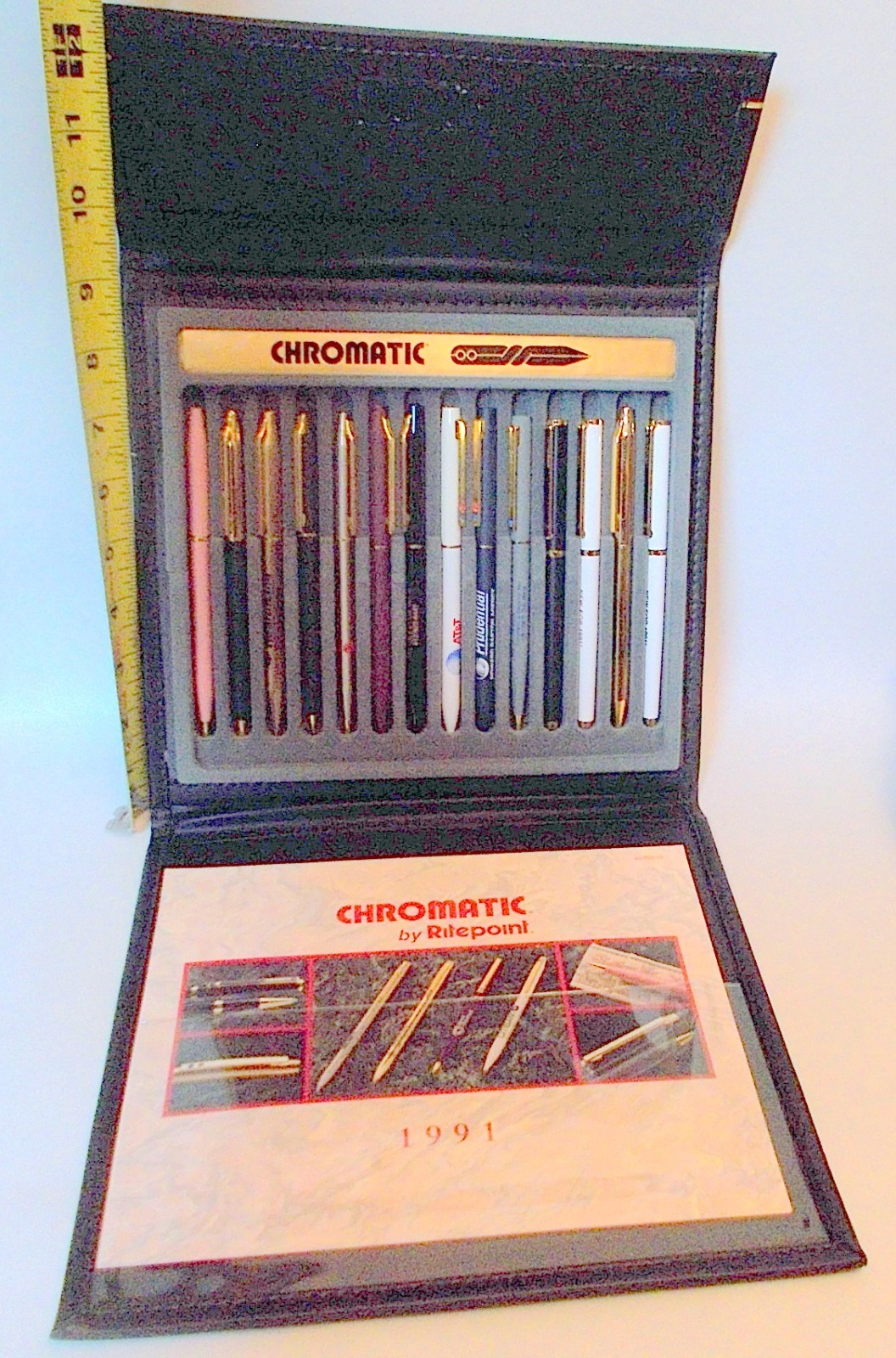 Vtg 14 PENS CHROMATIC by RitePOINT Advertising Original Case & Booklet