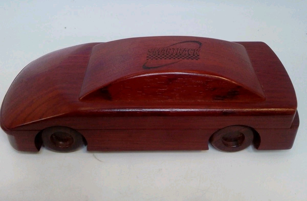 Vintage Solid Wood Sports Car Pen Case W/Pen Working «Smartrack» Advertising