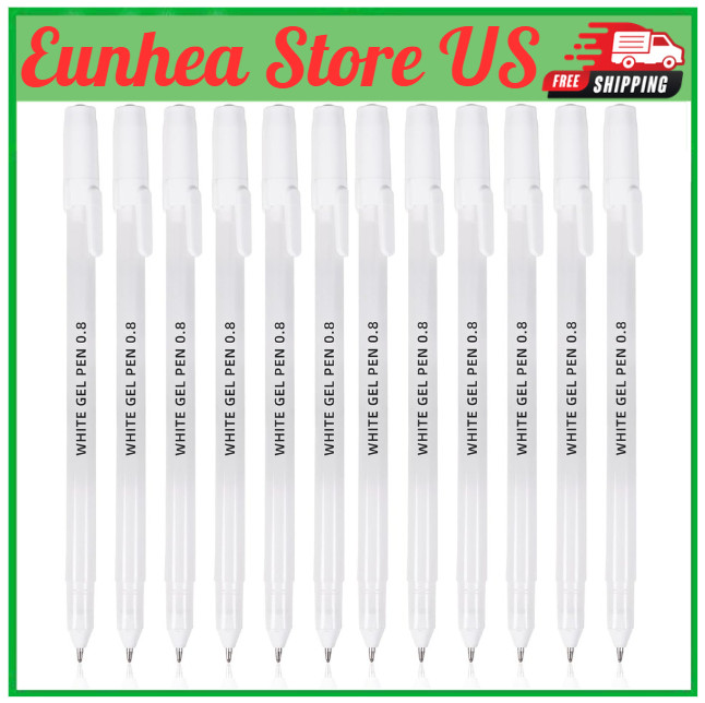 12 Pack White Gel Pens, 0.8Mm Extra Fine Point, Premium White Ink Gel Pen, for B