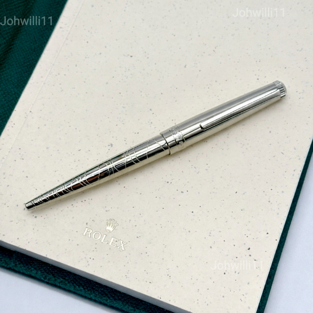 Rolex Silver Scribe Platinum Wave Cut Ballpoint Pen New Rare AD VIP Gift