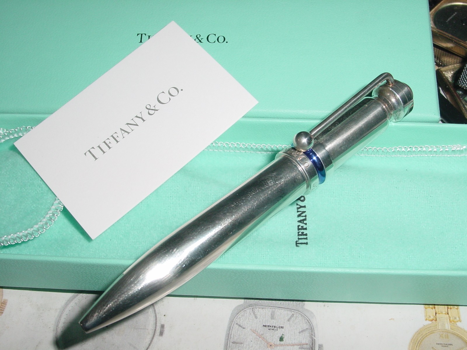 TIFFANY & CO. 925 sterling silver & blue Enamel PALOMA PICASSO ballpoint Pen