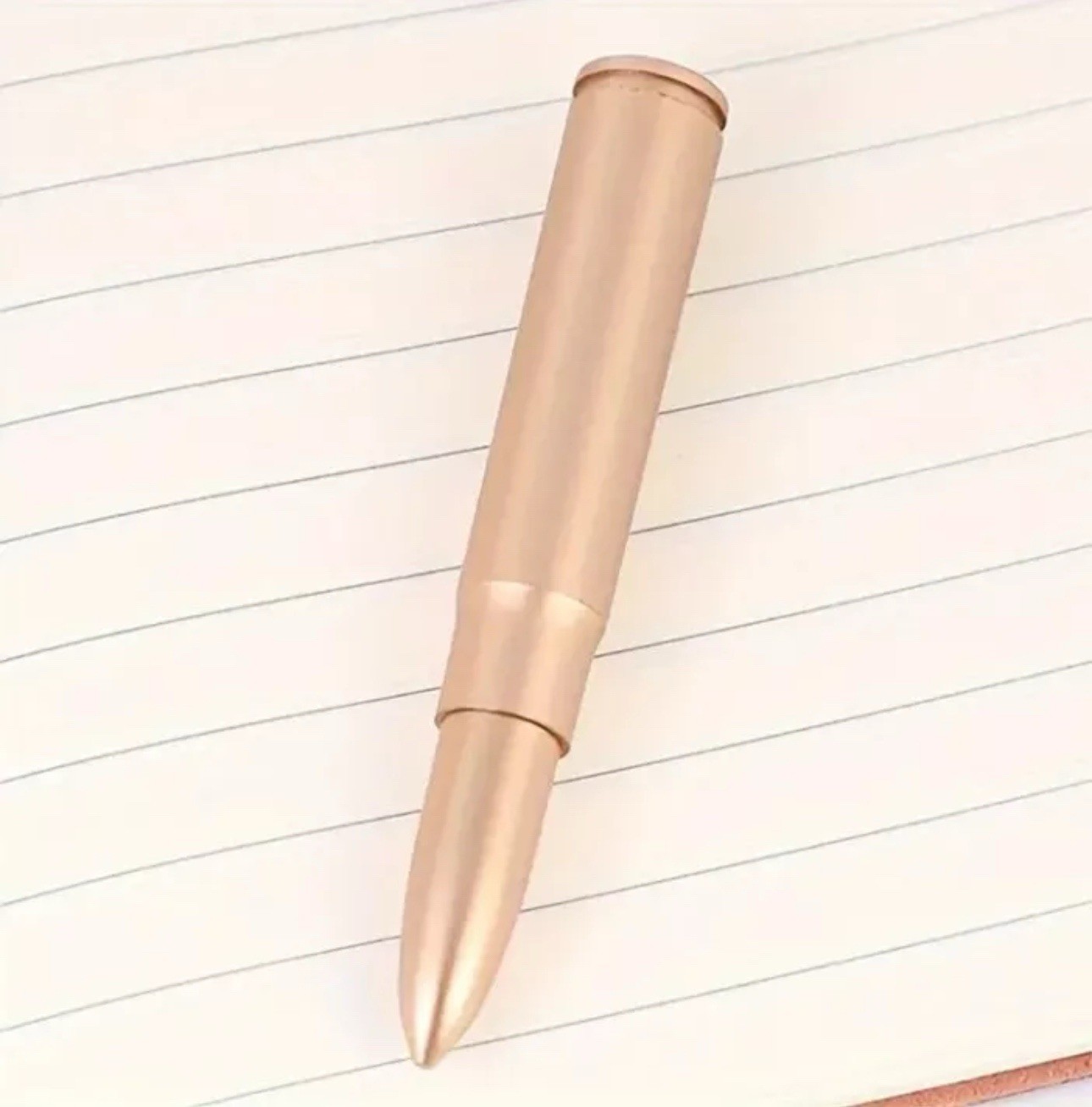 6 PACK Bullet Shaped Plastic Ballpoint Twist Pens Set Rifle Gold Copper Color