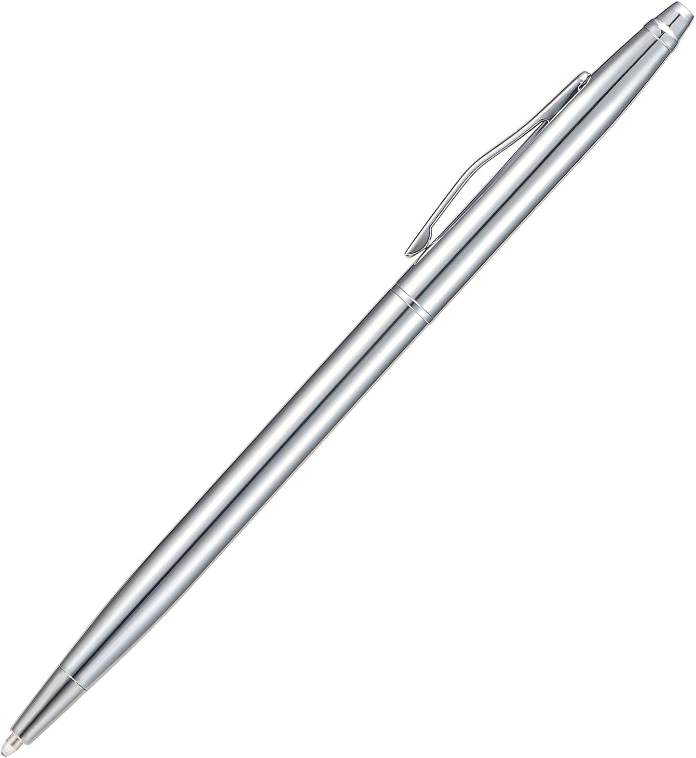 6 Pieces Silver Slim Metal Ballpoint Pen, 1Mm Medium Point Black Ink Smooth Wri