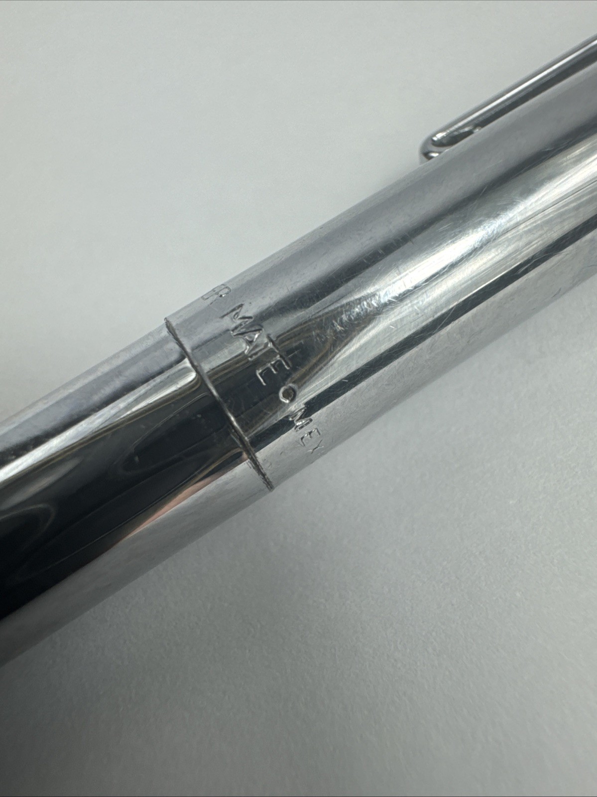 Vintage PAPER MATE Profile Slim Grip Ballpoint Pen Shiny Chrome Made In Mexico
