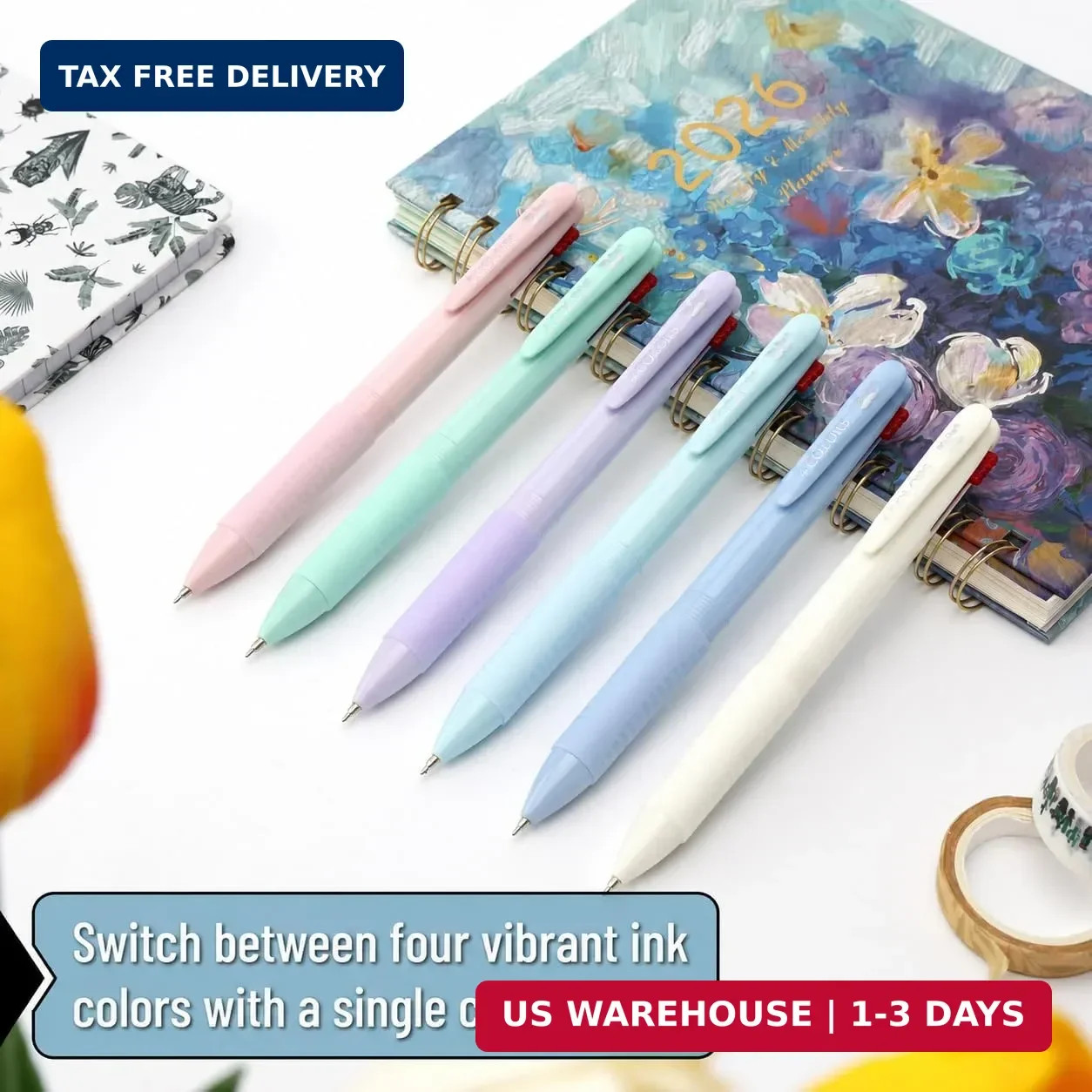 Mr. Pen- Multicolor Ballpoint Pen, 4-in-1, 6 Pack, Colorful Ink, 0.5mm | Fine Po